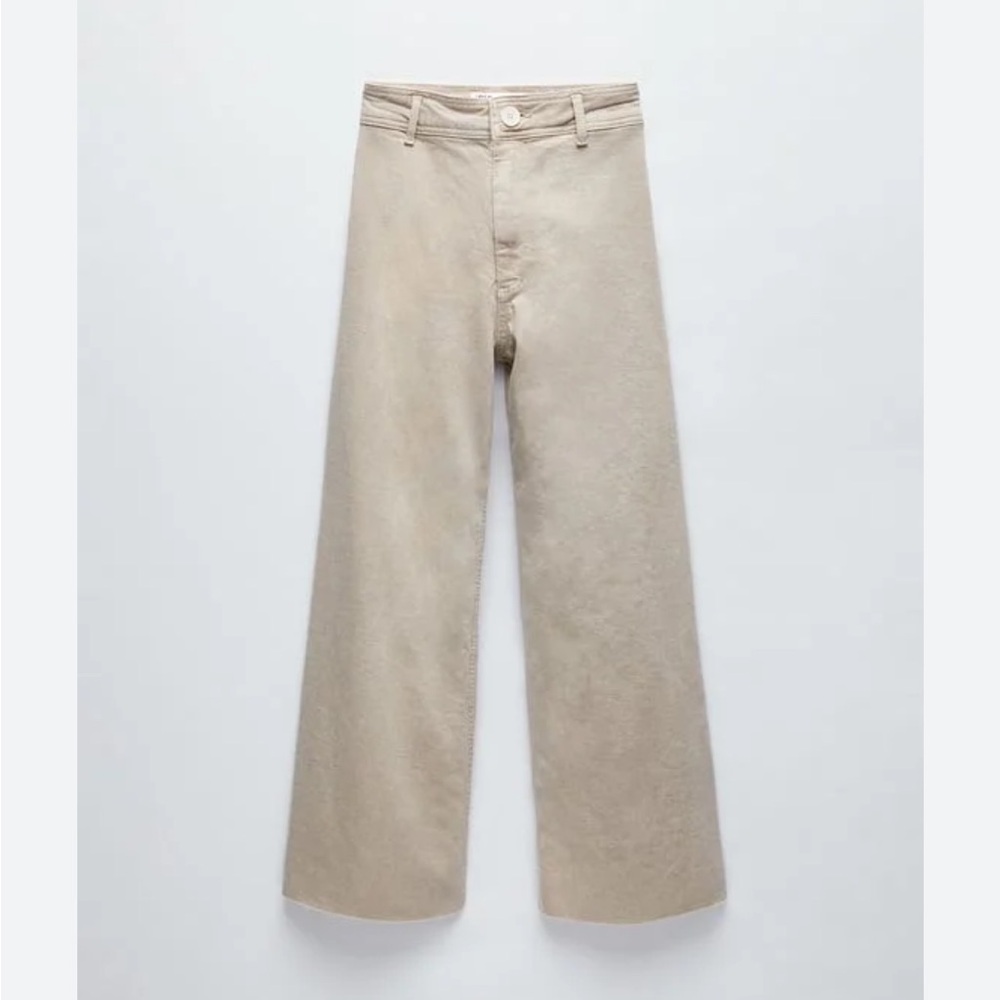 Zara Light Tan Wide-Leg Jeans